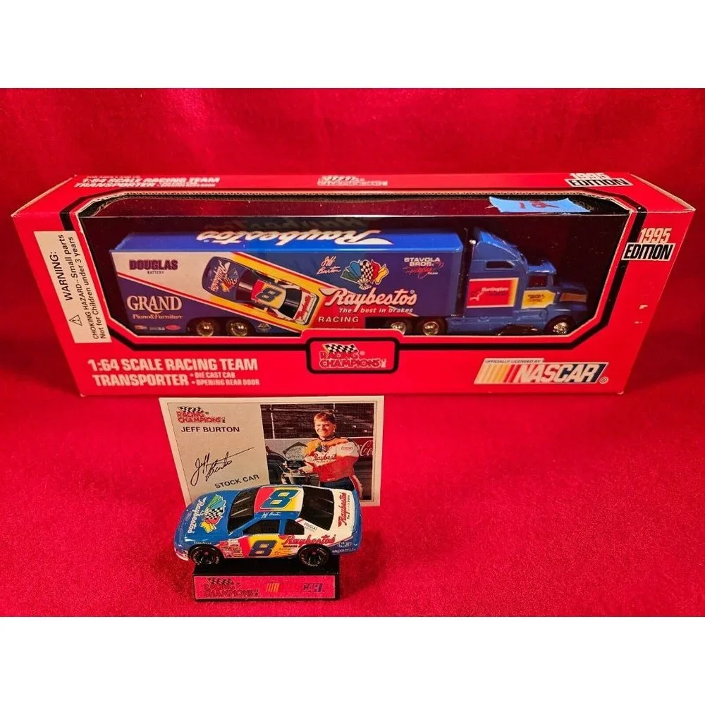 JEFF BURTON NASCAR‎ TRANSPORTER BUNDLE w/MATCHING STOCKCAR & PLAYER CARD